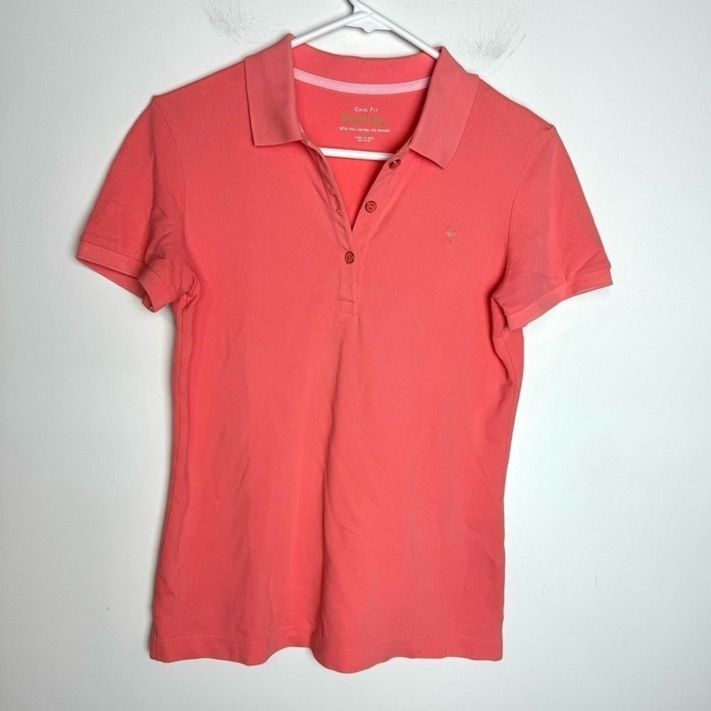 Lilly Pulitzer Chic Fit Polo Salmon Pink Size Small
